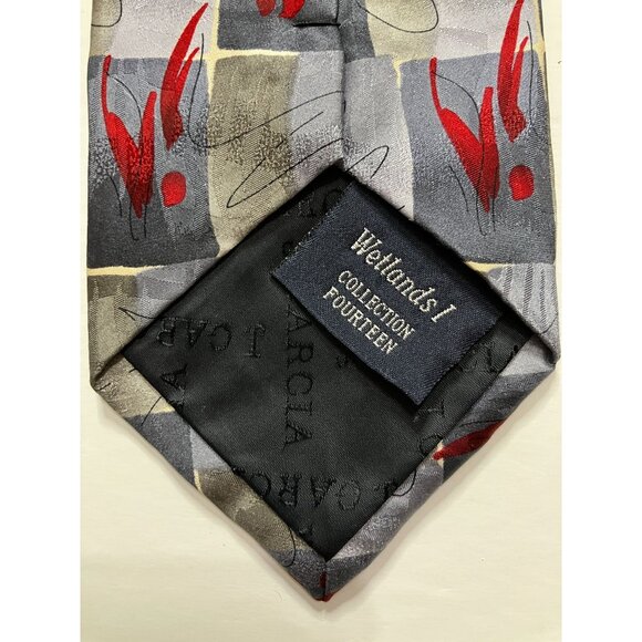 Grateful Dead Jerry Garcia Wetlands I Collection 14 Silk Tie Abstract Red Gray - Picture 6 of 7